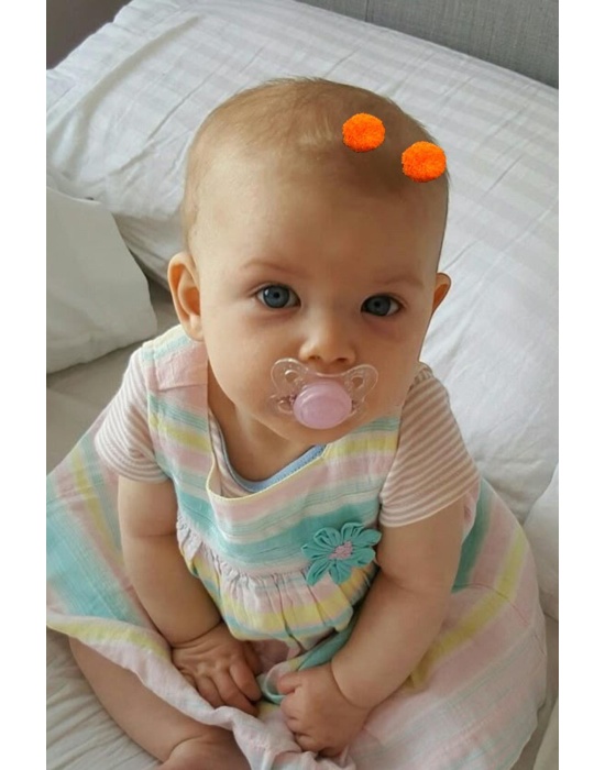 2li Turuncu Renk Ponponlu Saçsız Bebek Tokası