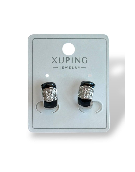 Gümüş Renk Taş Detaylı Çelik Xuping Küpe (Çift)