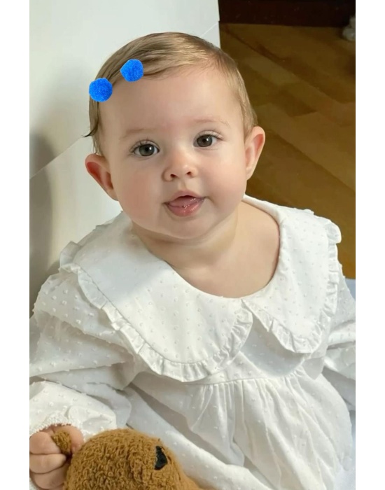 2li Lacivert Renk Ponponlu Saçsız Bebek Tokası