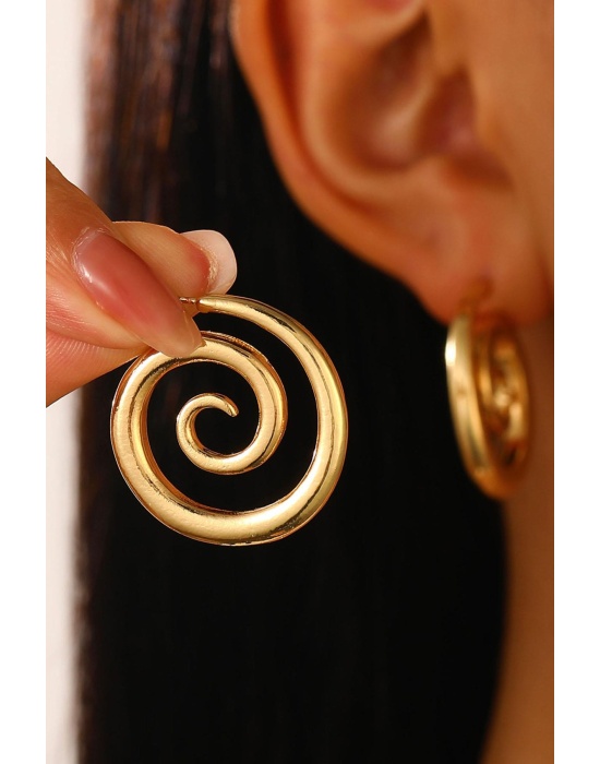 Altın Renk Spiral Halka Küpe (Çift)