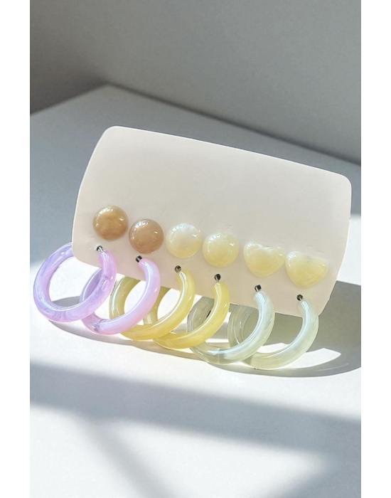 Karışık Renk 12li Küpe Set