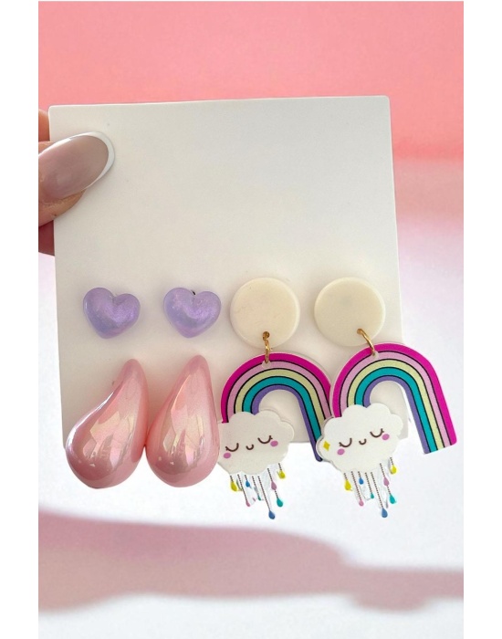 Karışık Renk Karışık Figürlü 6lı Küpe Set