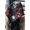 Siyah Renk Kurukafa Figürlü Bandana