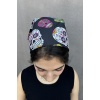 Siyah Renk Kurukafa Figürlü Bandana