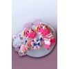 Pembe Renk Karışık Figürlü Toka Set