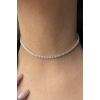 Gümüş Renk İki Sıra Taş Detaylı Choker Kolye