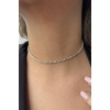 Altın Renk İki Sıra Taş Detaylı Choker Kolye