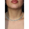Gümüş Renk Taş Detaylı Choker Kolye