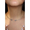 Altın Renk Kalp Detaylı Taşlı Choker Kolye