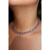 Gümüş Ve Pembe Renk Taş Detaylı Choker Kolye