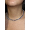 Gümüş Renk Kalp Detaylı Taşlı Choker Kolye