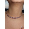 Altın Ve Pembe Renk Taş Detaylı Choker Kolye