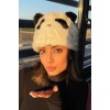 Siyah Ve Beyaz Renk Panda Figürlü Peluş Şapka