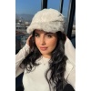 Beyaz Renk Peluş Kasket Şapka