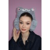 Gri Renk Kedi Figürlü Peluş Kulaklık