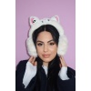 Beyaz Renk Kedi Figürlü Peluş Kulaklık