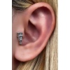 Gümüş Renk Taş Detaylı Cerrahi Çelik Tragus/Kıkırdak Küpe/Piercing (Tek)