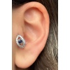 Gümüş Renk Göz Figürlü Taş Detaylı Cerrahi Çelik Halka Tragus/Kıkırdak Küpe/Piercing (Tek)