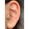 Altın Renk Taş Detaylı Cerrahi Çelik Halka Tragus/Kıkırdak Küpe/Piercing (Tek)