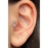 Altın Renk Kalp Figürlü Taş Detaylı Cerrahi Çelik Tragus/Kıkırdak Küpe/Piercing (Tek)
