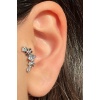 Gümüş Renk Taş Detaylı Çelik Tragus/Kıkırdak Küpe/Piercing (Tek)