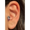 Gümüş Renk Taş Detaylı Çelik Tragus/Kıkırdak Küpe/Piercing (Tek)