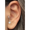 Gümüş Renk Taş Detaylı Çelik Tragus/Kıkırdak Küpe/Piercing (Tek)