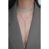 Gümüş Renk Beş Sıra Taş Detaylı Choker Kolye/ Vücut Aksesuarı