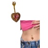Altın Renk Pembe Kalp Figürlü Cerrahi Çelik Göbek Piercing