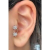 Gümüş Renk Yıldız Figürlü Çelik Tragus/Kıkırdak Küpe/Piercing (Tek)
