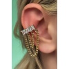 Altın Renk Taş Detaylı Sallantılı Ear Cuff (Tek)