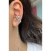 Gümüş Renk Yıldız Figürlü Sallantılı Ear Cuff (Tek)