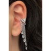 Gümüş Renk Çiçek Figürlü Sallantılı Ear Cuff (Tek)