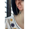 Altın Renk Çiçek Figürlü Taş Detaylı Çelik Xuping Ear Cuff Ve Küpe Set
