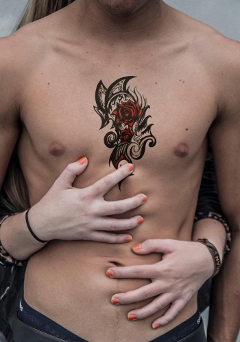 Geçici Büyük Boy Tribal Gül Dövme Tattoo