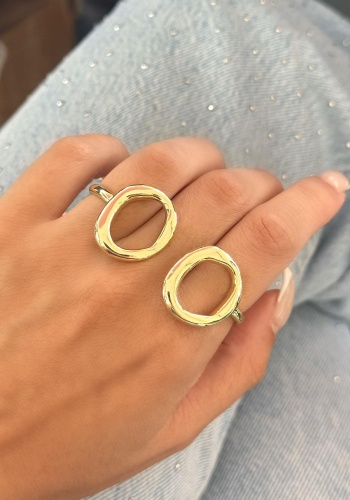 Altın Renk Üç Parmak Ayarlanabilir Tasarım Yüzük