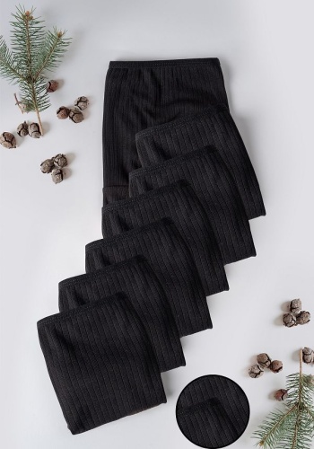 Taffy Kadın 7 li Siyah Fitilli Pamuklu Külot