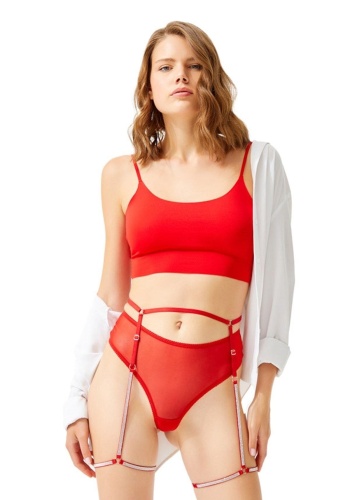 Ayarlanabilir Taş Detaylı Tanga Külotlu Kadın Jartiyer CH4037