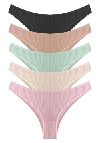 Kadın Pamuklu ve Likralı Fitilli Kaşkorse Brezilya Külot 5li Paket CH6170