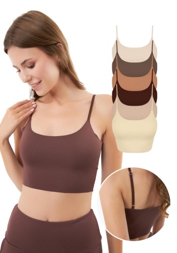 Ayarlanabilir İnce Askılı Lazer Kesim Kadın Crop Büstiyer CH1752