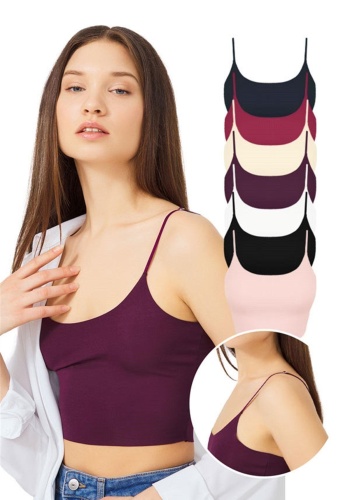 Ayarlanabilir İnce Askılı Lazer Kesim Kadın Crop Büstiyer CH1752