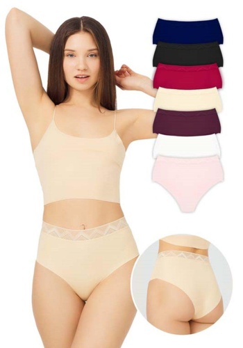 Desenli Lastikli Yüksek Bel Lazer Kesim Kadın Bikini Külot CH4039