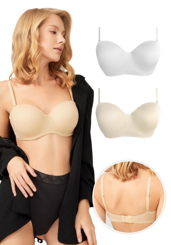 Balenli Toparlayıcı Dolgusuz Straplez Lotus Sütyen CH1100