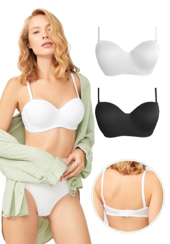 Balenli Toparlayıcı Dolgusuz Straplez Lotus Sütyen CH1100