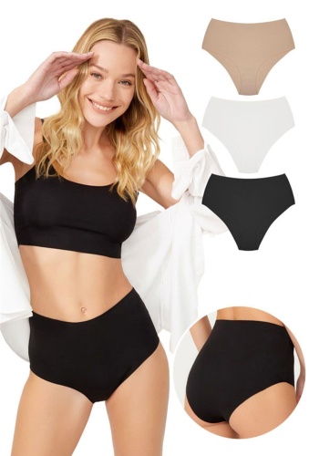 Yüksek Bel Basic Lazer Kesim Kadın Bikini Külot CH0296