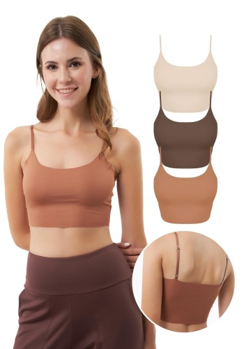 Ayarlanabilir İnce Askılı Lazer Kesim Kadın Crop Büstiyer CH1752