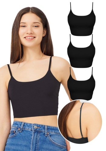 Ayarlanabilir İnce Askılı Lazer Kesim Kadın Crop Büstiyer CH1752