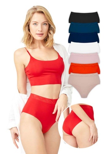 Desenli Lastikli Yüksek Bel Lazer Kesim Kadın Bikini Külot CH4039