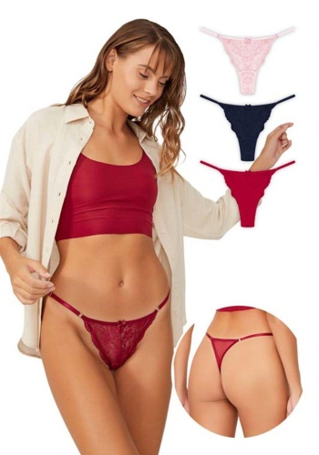 Önü Dantelli Tül Detaylı Kadın Tanga Külot CH6035