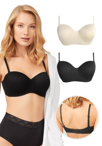 Balenli Toparlayıcı Dolgusuz Straplez Lotus Sütyen CH1100